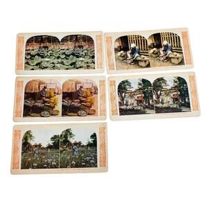 Antique World Series Japan Color Stereoview Lot of 5 Temple Shoe Maker Mending